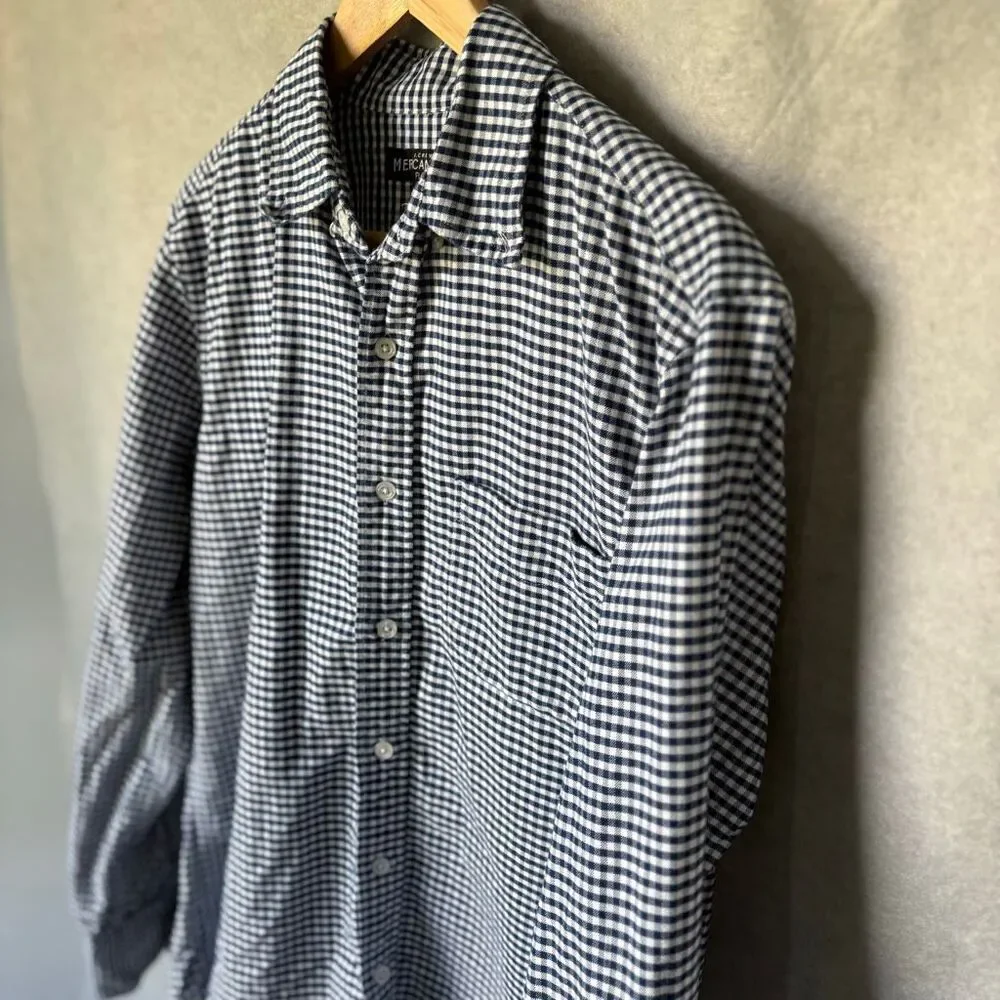 J.Crew Mens Classic Fit Flex Navy Gingham Button Down Shirt Size L Heritage